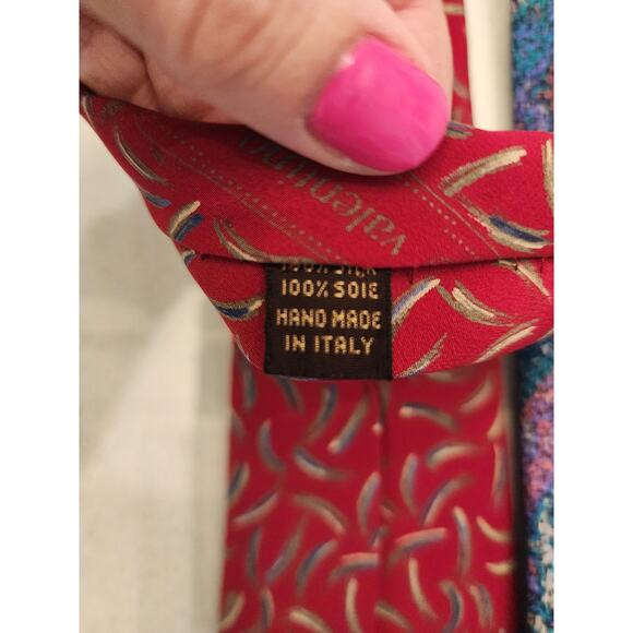 Men's Designer Neck Tie Bundle of 3 Fendi Valentino 100% Silk - Picture 5 of 6